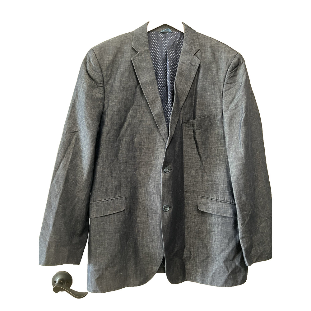 Mens Made Cam Newton Navy Blazer Sport Coat Linen ,formal ,wedding work Sz-48